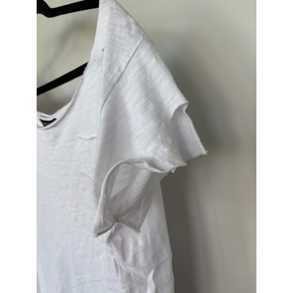 A Rare Bird White Distressed T-Shirt L/XL Cotton Slub Pocket Tee Oversized Edge - Picture 4 of 9